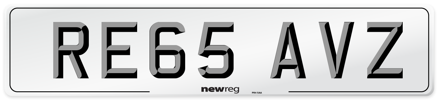 RE65 AVZ Number Plate from New Reg